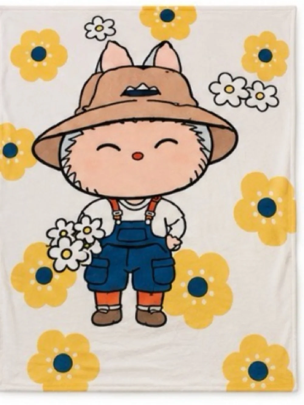 Yellow & Blue Cartoon Plush Bedding Throw Blanket full size beautiful soft